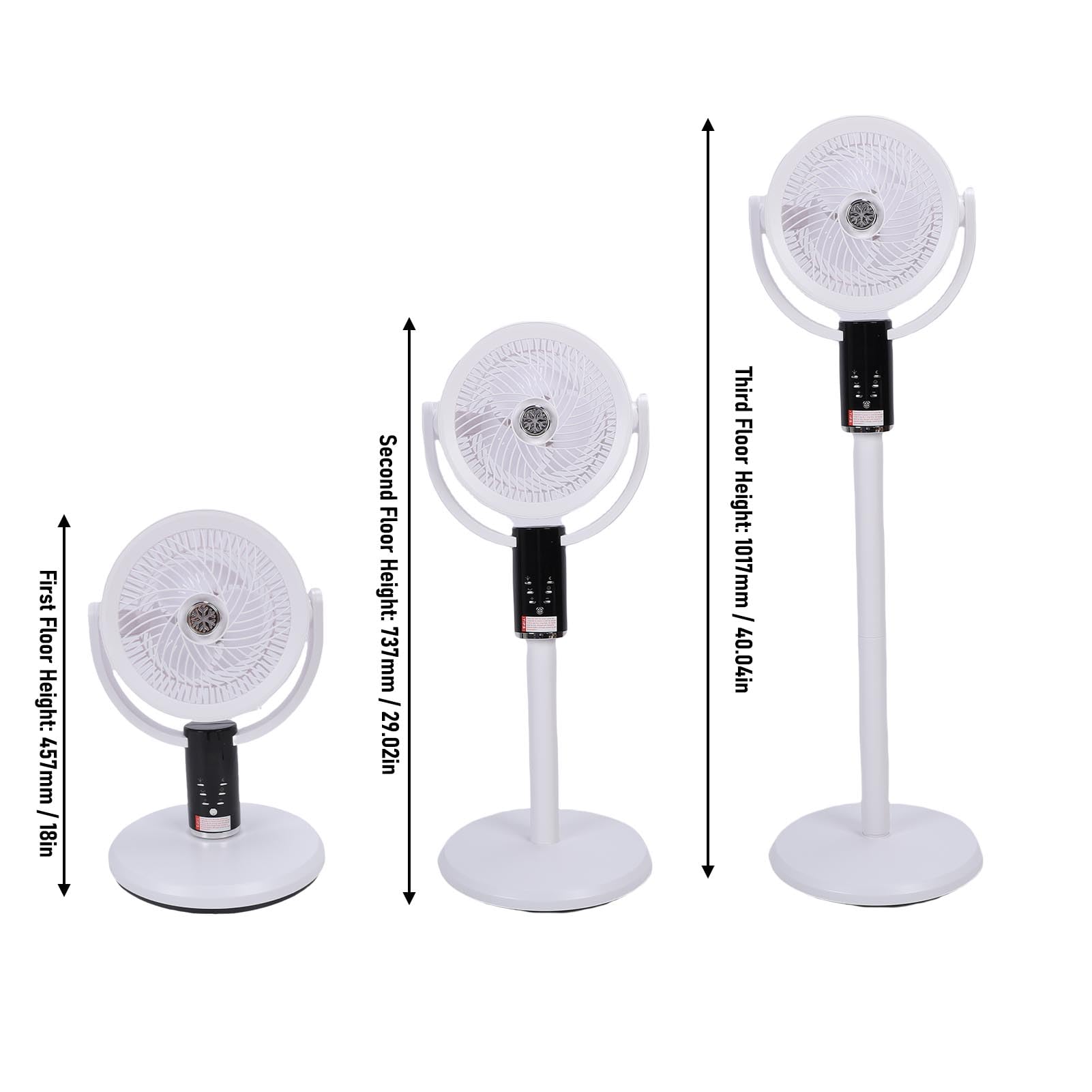 Ventilador Portátil, 8 Velocidades 3 Alturas Ajustables 12 Pulgadas Recargables Ventilador Piso Oscilante con Remoto, bajo Ruido, Luz Nocturna y Temporizador para Escritorio