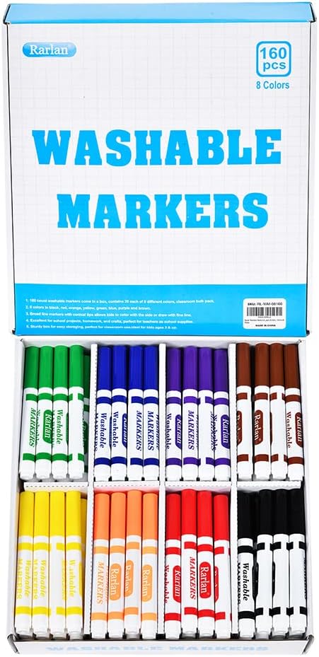 Washable Markers Bulk, Markers for Kids, Bulk pack, 8 Colors, 160 Count
