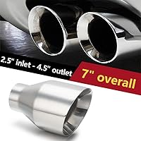 Vista 6 de LCGP Punta de escape diésel universal de entrada de 2.5 pulgadas, salida de 4.5 pulgadas, punta de cola larga de 07 pulgadas, pulido y corte