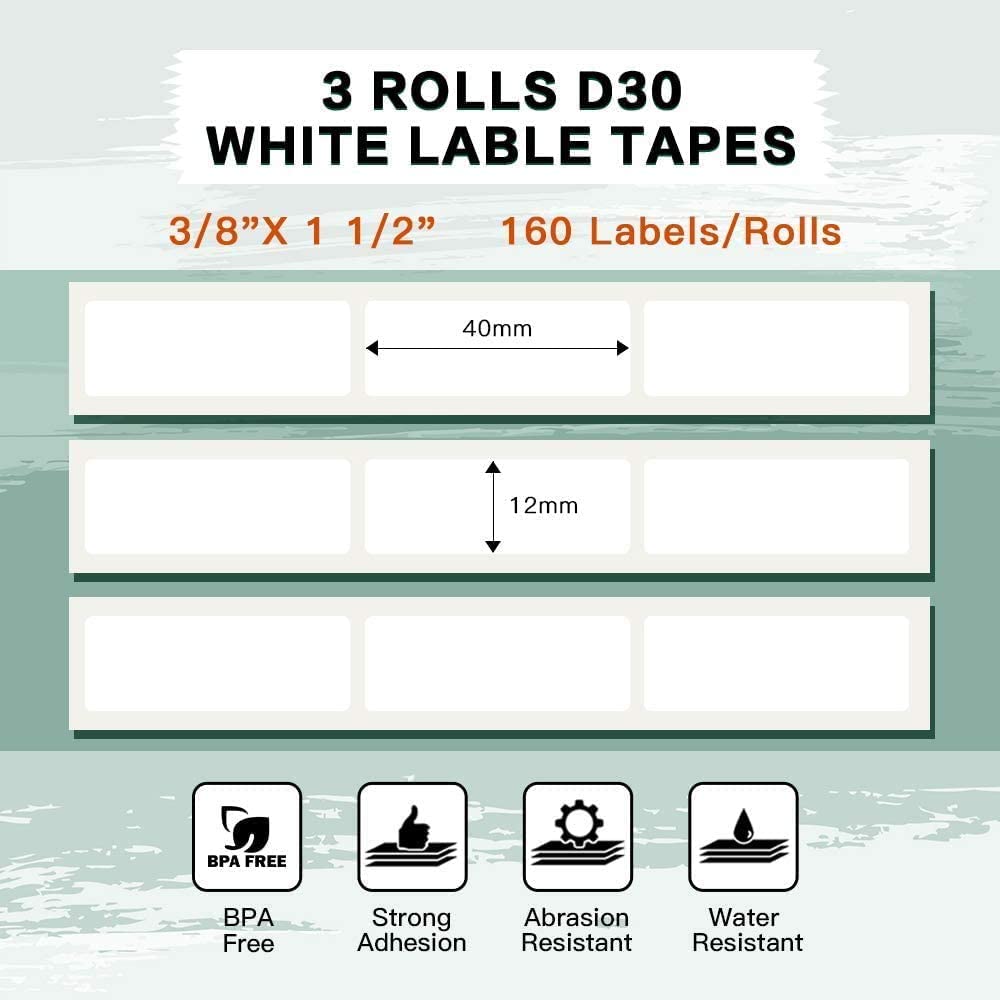 NIIMBOT Cinta Para Etiquetadora D11, 6 Rollos De Papel De Etiquetas De 0 47 X 1 57 Pulgadas 0 47 X 2 95 Pulgadas 0 47 X 4 29 Pulgadas Compatible