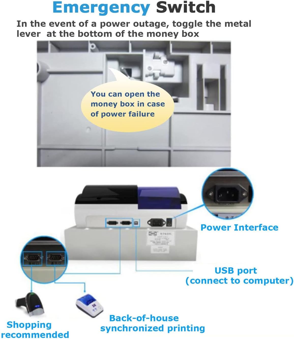 中小企業/小売/レストラン向けの取り外し可能なキャッシュトレイとサーマルプリンターキャッシュレジスターを備えた48キーの電子POSシ -  WWW.REALOGISTIC.COM