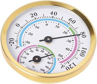 TopHomer Aluminum Thermometer, Mini Round Hygrometer, Temperature & Humidity Measurement, Wall Mounted Monitor Gauge for Home Office Indoor Outdoor Greenhouse (no Battery Required)