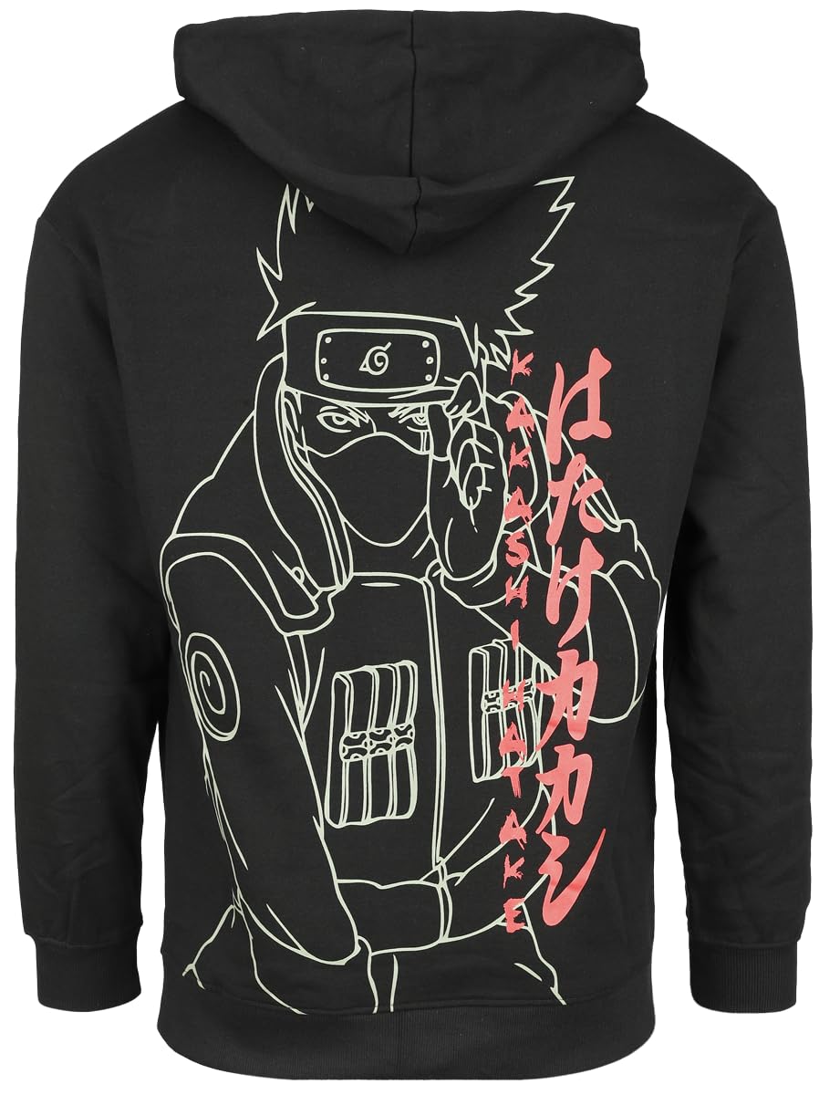 Naruto Shippuden - Kakashi Uomo Felpa Jogging Nero S 60% Cotone, 40% Poliestere Regular