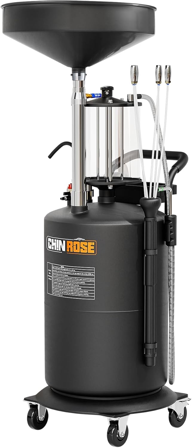 Upgraded Design Waste Oil Drain Tank, Pneumatic Oil Drainer, Oil Lift Drain and Extractor,Air Operated Drainer for Oil Change (Black 26.4 Gallon)