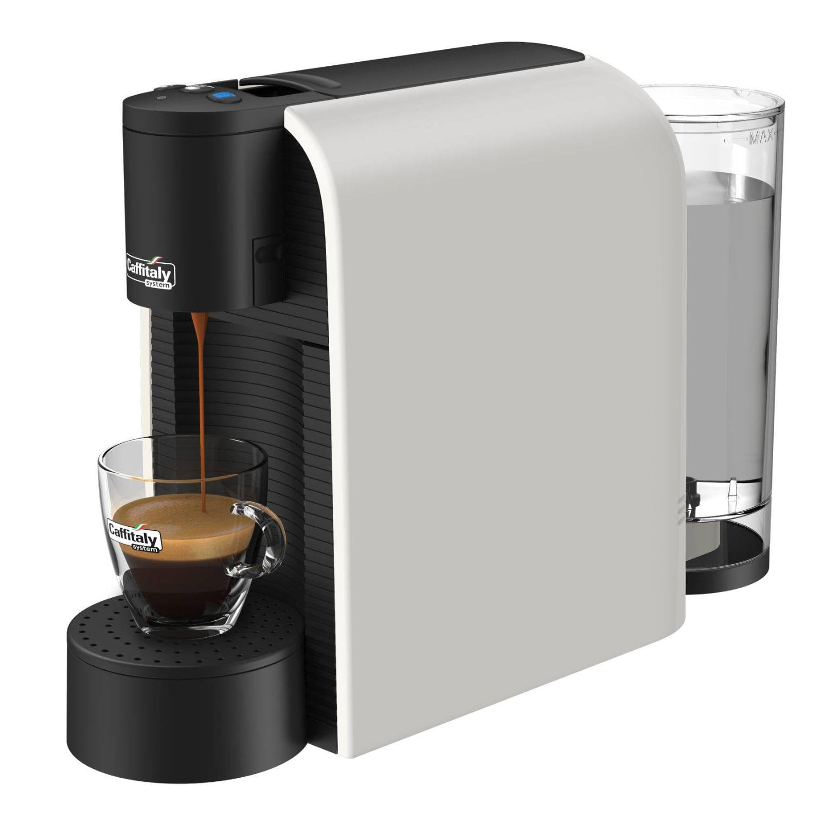 Caffitaly, Macchina da Caffè Volta Bianca, 30 Capsule di Caffè Corposo Incluse, per Macchine Originali, Ideale per Preparare Caffè e Bevande Calde