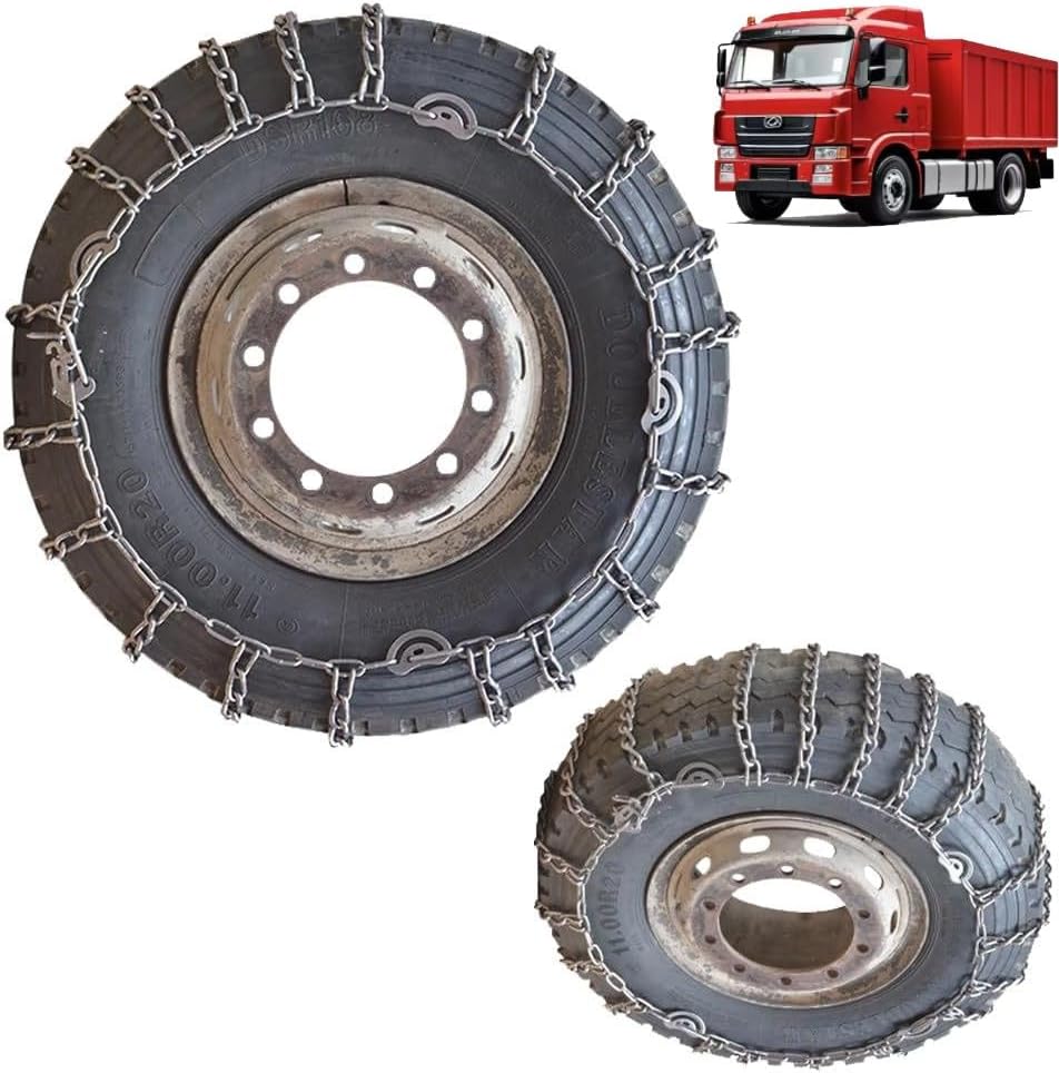 Snow Tire Chains For Cars Suv Pickup Trucks - Quick Fit AND Easy Installation, Reusable Universal Emergency Traction Snow Chains for Kinds of Trucks 8.25-16 9mm 215/75R17.5