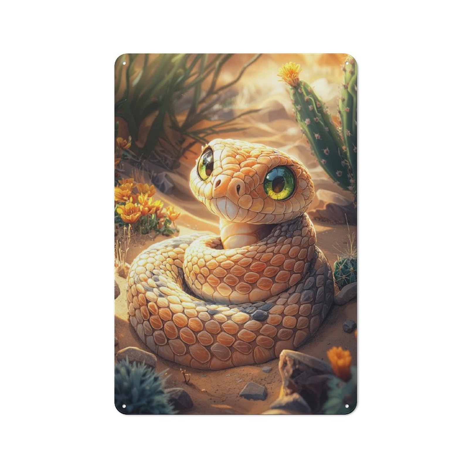 Junmoney Cute Desert Snake Metal Wall Sign 30X20cm, Retro Decor For Pub Or Café, For Vintage Wall Decor Fans, For Garage And Workshop Walls