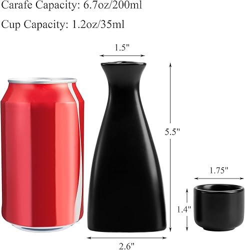 Miniatura 8 de Tosnail Juego de 7 piezas de sake japonés de cerámica, 1 jarra de porción y 6 tazas, color blanco