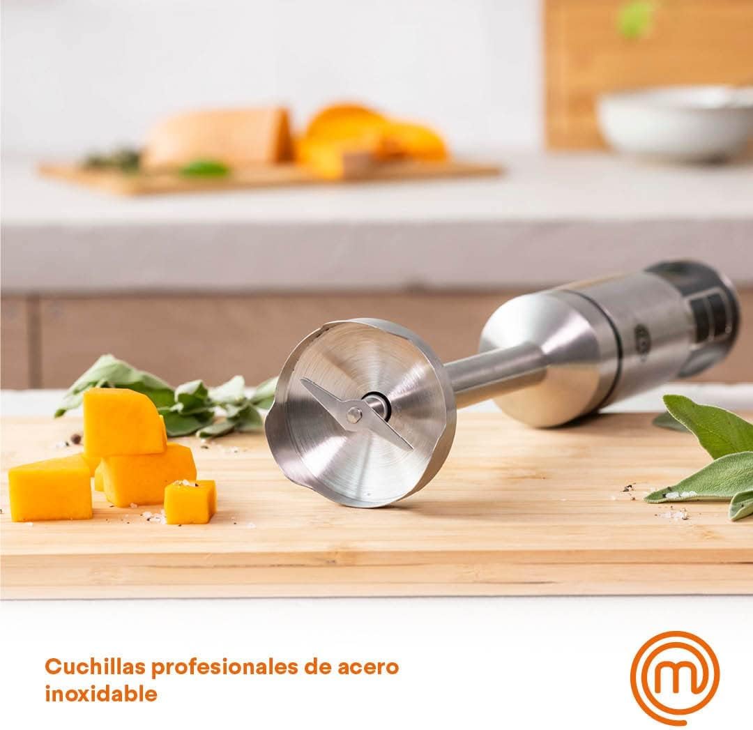 MasterChef Batidora de Mano con Espumador de Leche y Varillas, 2 Velocidades, Perfecto para el Capuchino y la Sopa 400W, Plastico y Acero Inoxidable, Negro