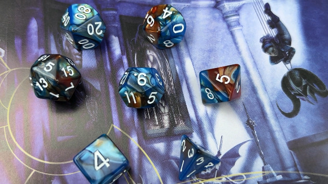 Poludie Dés DND 7 Pièces - Set Donjons & Dragons Avec Sac - Noir Rouge