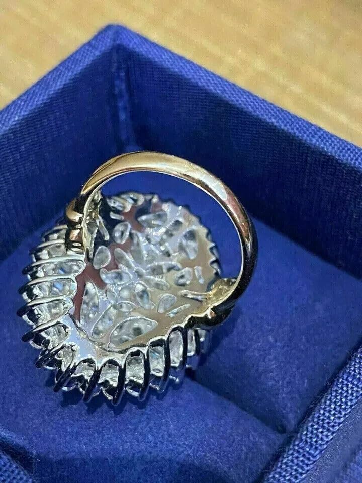 SANTOSH-ENTERPRISES, 3.00Ct Round Cut Lab Created White Diamond Cluster Woman's Flower Engagement Ring 14K Yellow Gold Finish (All Ring Size Available)4