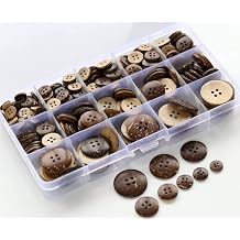 266 PCS Coconut Shell Buttons 8 Sizes Assorted 10mm-25mm 4 Holes Coconut Button for Garment Sewing or DIY Crafts