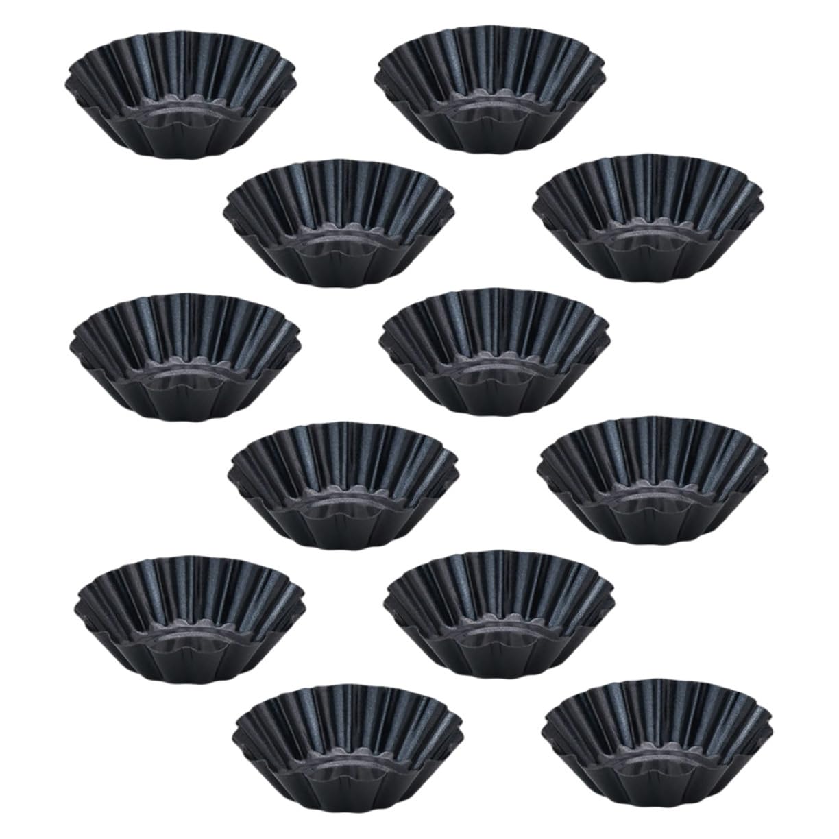 12 piezas Molde para Tartaletas de Huevo Grande de Acero al Carbono con Diseño de Crisantemo Antiadherente para Repostería y Pasteles Decorativos