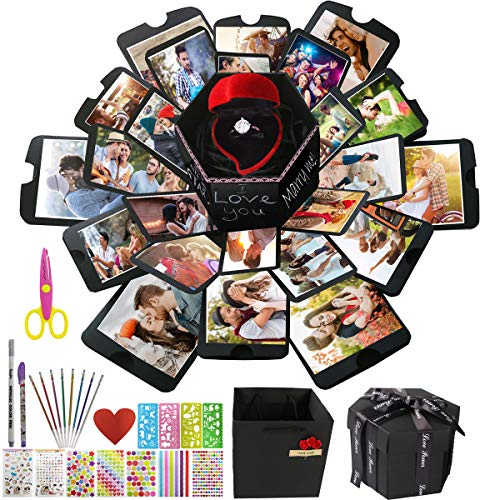 Explosion Box, VOOGO Creative DIY Handmade Surprise Explosion Gift Box Love Memory, Scrapbooking Photo Album Gift Box for Birthday Valentine's Day Anniversary Wedding Christmas Festival