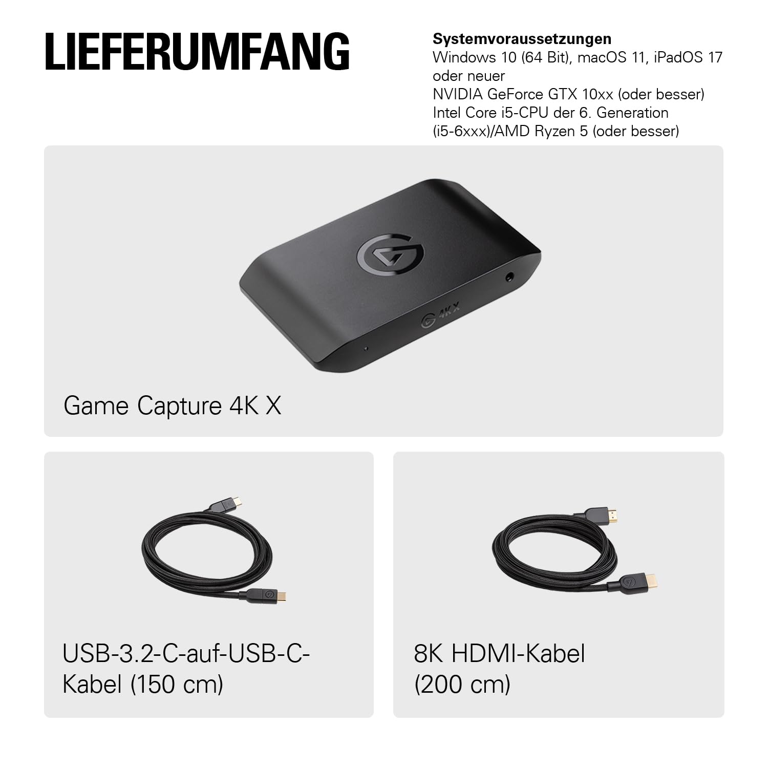 Elgato 4K X - Capture bis zu 4K144 mit Ultra-Low Latency, PS5/Pro, Xbox Series X|S, Nintendo Switch 2, OBS und vieles mehr, HDMI 2.1, VRR, HDR10, USB 3.2 Gen 2, für Streaming & Recording, PC|Mac|iPad