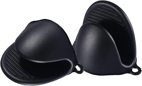 Miniatura 28 de 2 pares de mini guantes de silicona para horno resistentes al calor, guantes de cocina para cocina, cocinar y hornear (amarillo y rosa)