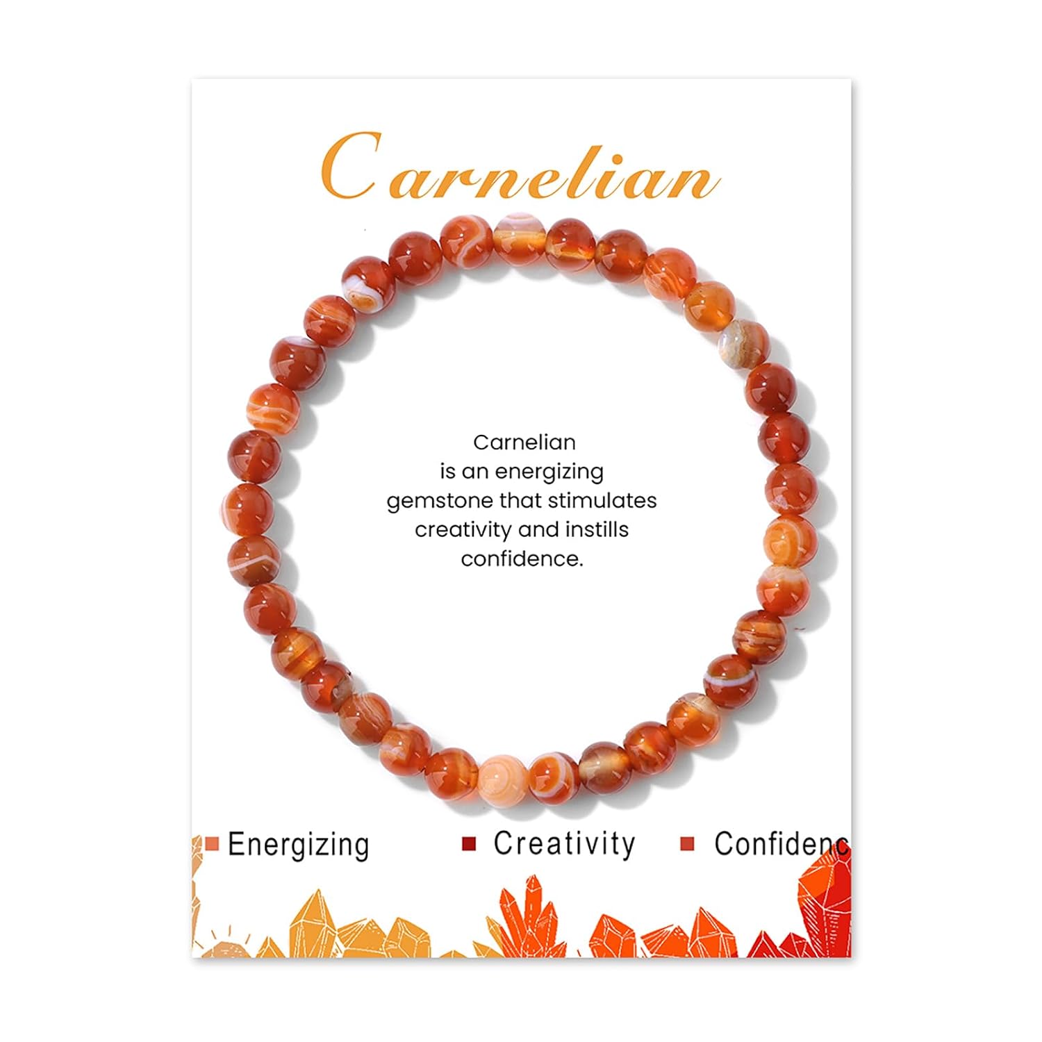 Crystal Bracelet for Women Spiritual 6mm Natural Stone Bracelets Handmade Stretch Crystal Beaded Bracelets Energy Gemstone Bracelet Healing Bracelet Crystal Jewelry for Women Men