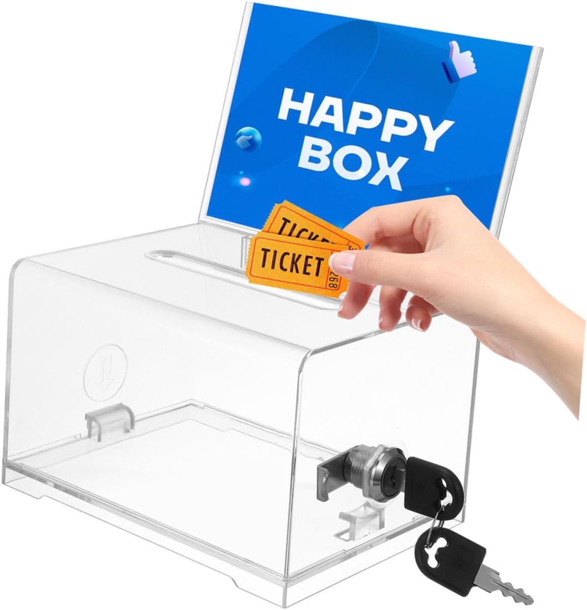 Gadpiparty 2Pcs Clear Card Storage Box with Sign Slots Acrylic Donation Box for Events and Parties Secure Tip Collection Raffle Box with Lock for Business Cards and Items