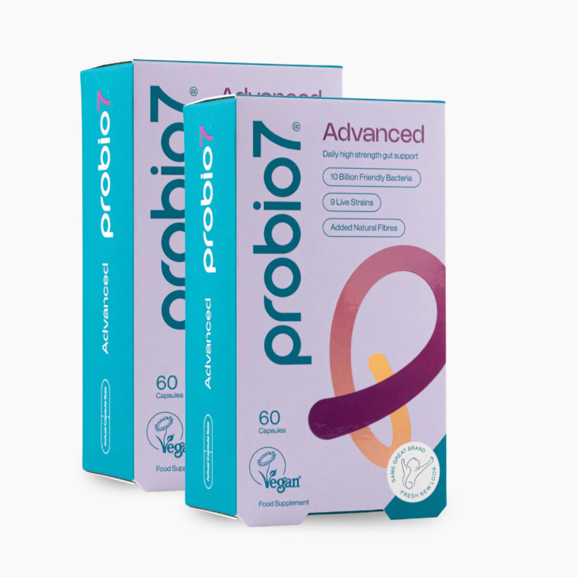 Probio7 Probiotics Advanced - High Strength Digestive Support. 9 Live Strains. 10 Billion CFU, Saccharomyces Boulardii + 2 Fibre Types. Gut Health Supplements, Probiotics for Gut Health - 120 Capsules