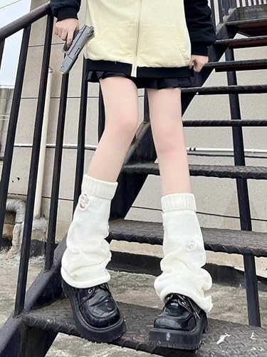 Miniatura 10 de Gothic Acubi Leg Warmers Grunge Lolita Winter Cuff Y2K Harajuku Knee High Knit Socks Japanese Preppy Leggings Gaiters