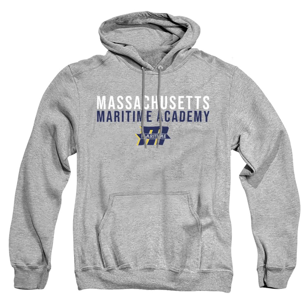 Massachusetts Maritime Academy Official Stacked Unisex Adult Pull-Over Hoodie, Athletic Heather, X-Large