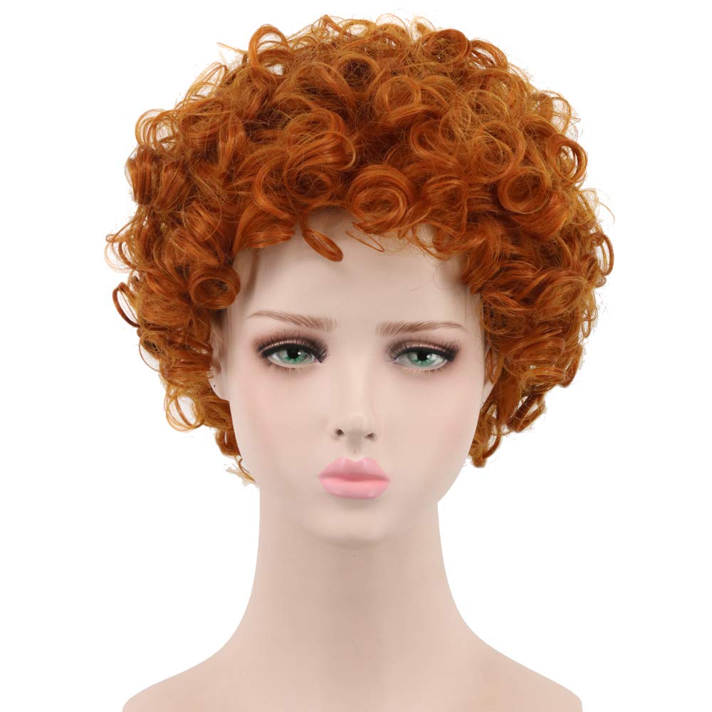 Yuehong Cosplay Wig Short Wavy Orange Full Wig For Party