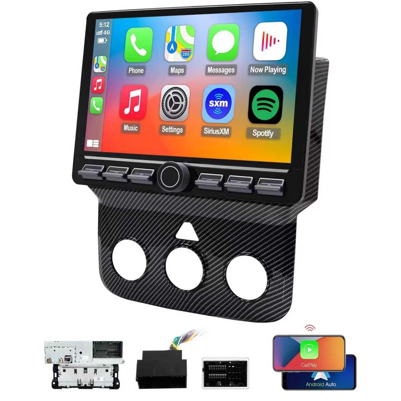 Photo 1 of 4G Network Radio for Dodge RAM 2013 2014 2015 2016 2017 2018 Upgrade,Carbon Fiber Style,QLED Touch Screen Stereo Replacement,Wireless carplay Android auto