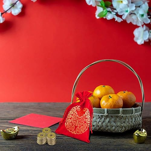 Miniatura 6 de 260 piezas de monedas chinas de la suerte Feng Shui decoraciones para buena fortuna y suerte con bolsa – Año Nuevo lunar asiático 2025 Año de la