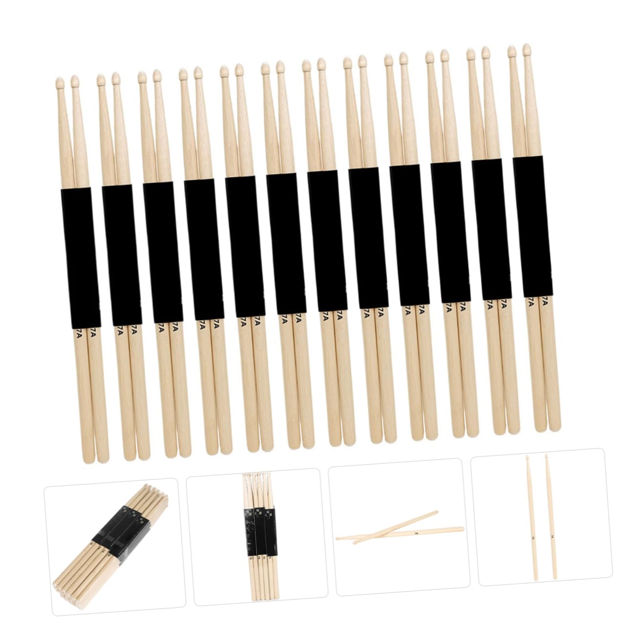 12 Paar 7a Ahorn Drumsticks für Jazz Drumset, Khaki | Leichtes Design, Vielseitig Einsetzbar, Holz Ausführung für Percussion Instrumente