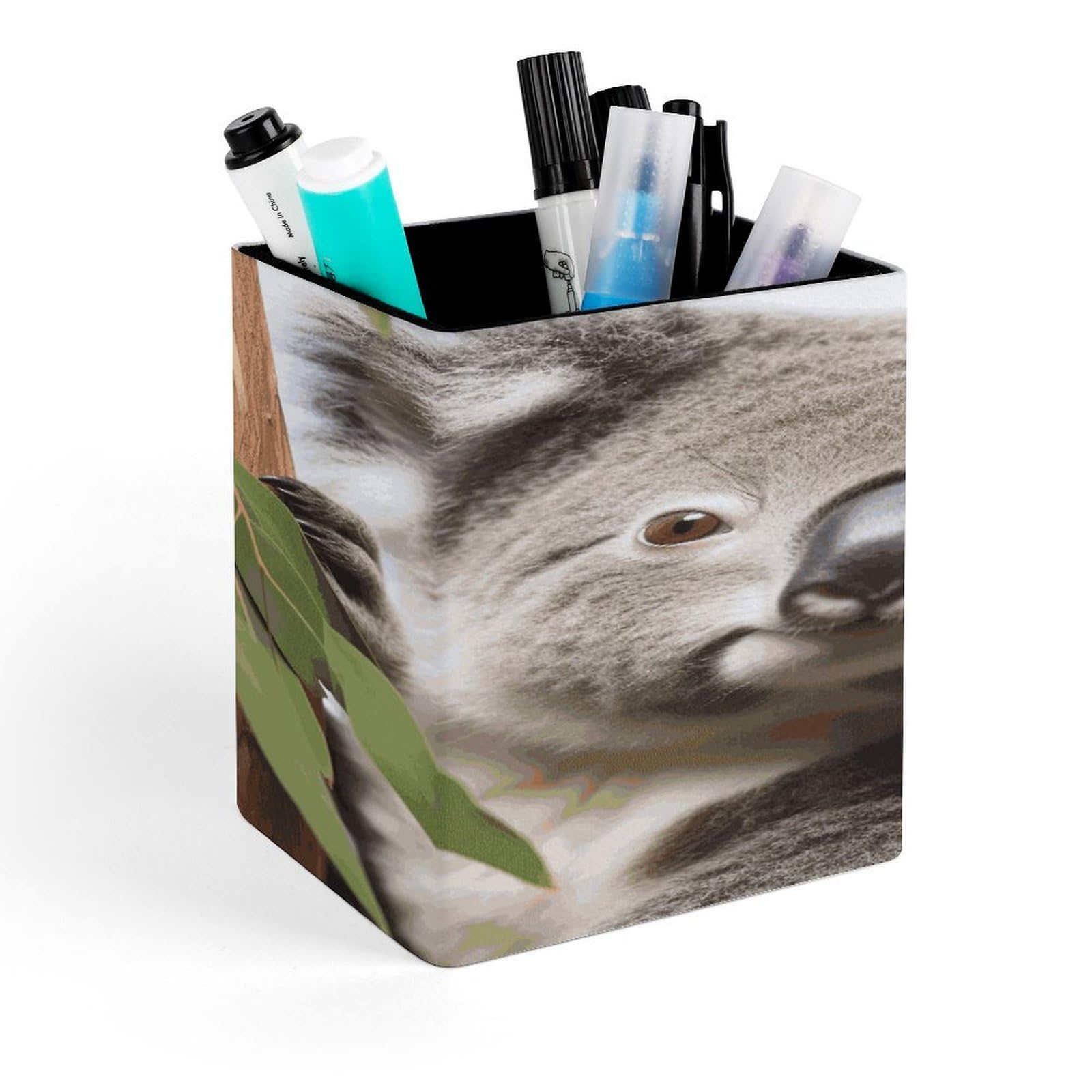 FekiLoot Koala Custom Desk Pencil Holder Office Accessories Square Pen Container Box Desk Organizer Brush Holder