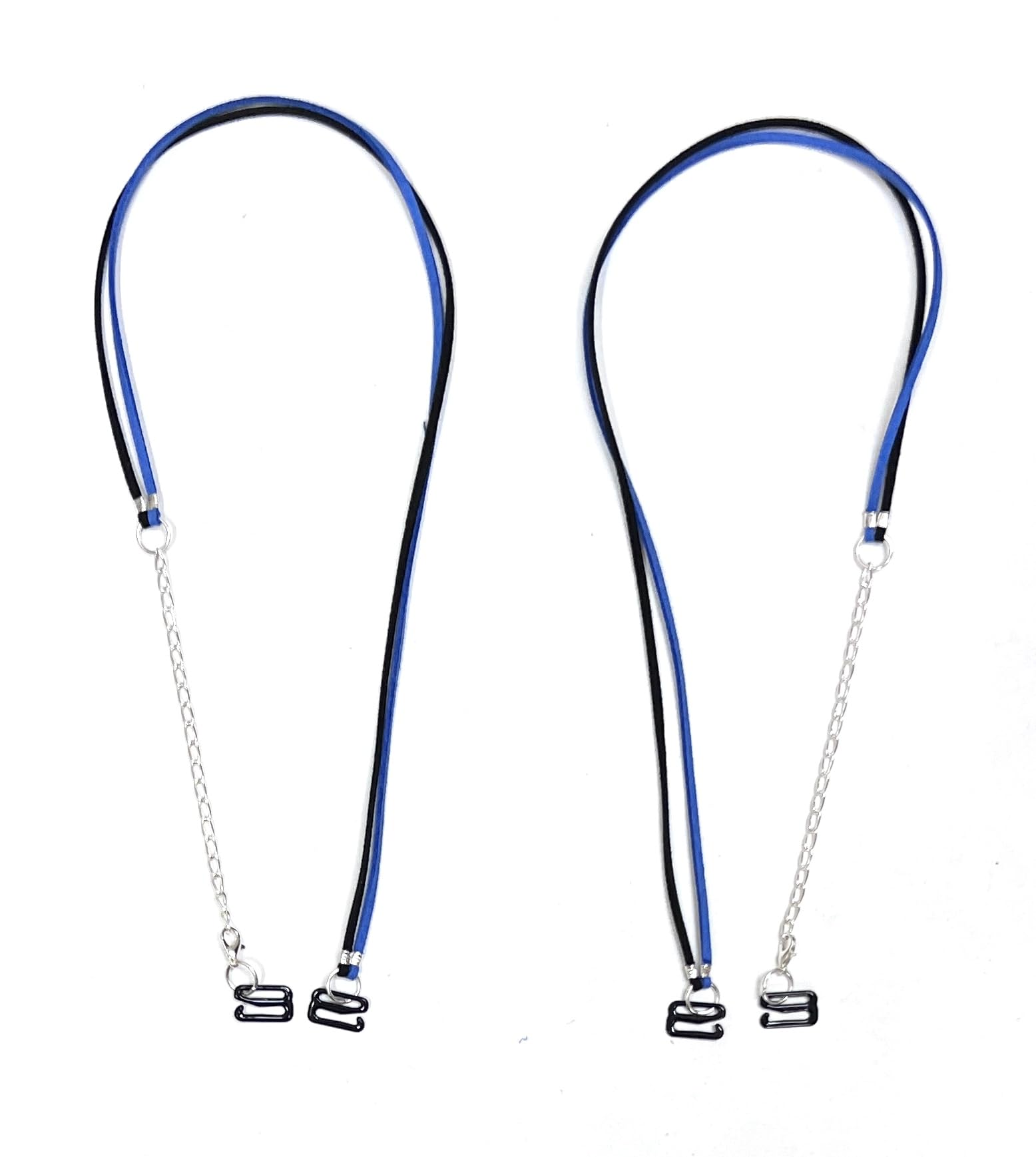 heddz Designer Bra Strap Replacement for Women | Adjustable Soft Leather Blouse Strap with Metal Chain & S Hook | Decorative Ethnic Shoulder Strap (Black & Blue)-picture-46