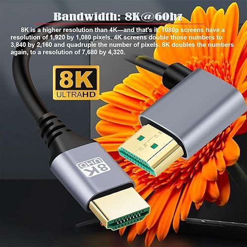 Vista 43 de xiwai Cable HDMI 2.1 HDTV tipo A macho a macho 8K 4K Hyper Super Flexible Ultra Delgado Cable de Alta Velocidad para Computadora HDTV 0.5M