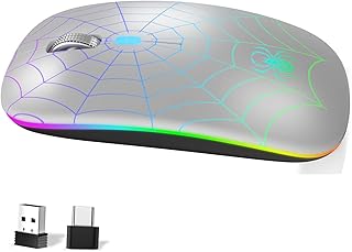 KARFUN Ratón inalámbrico Bluetooth Recargable,ratón óptico LED móvil portátil,Receptor USB y Adaptador Tipo C,ratón inalámbrico dpi Ajustable de 3 velocidades para Mac Book,portátil Windows,PC