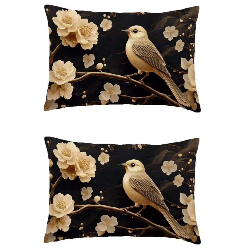 Housse de coussin 40x70cm oiseau lin impermeable : l'idee cadeau idéale pour les amoureux du jardin