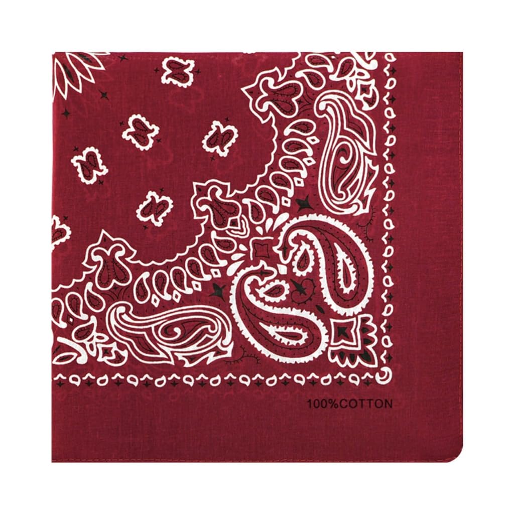 Firstxiu Burgundy Cotton Double Bandanas Headscarf Comfortable Headscarf Multipurpose Handkerchief For Fashion Enthusiasts