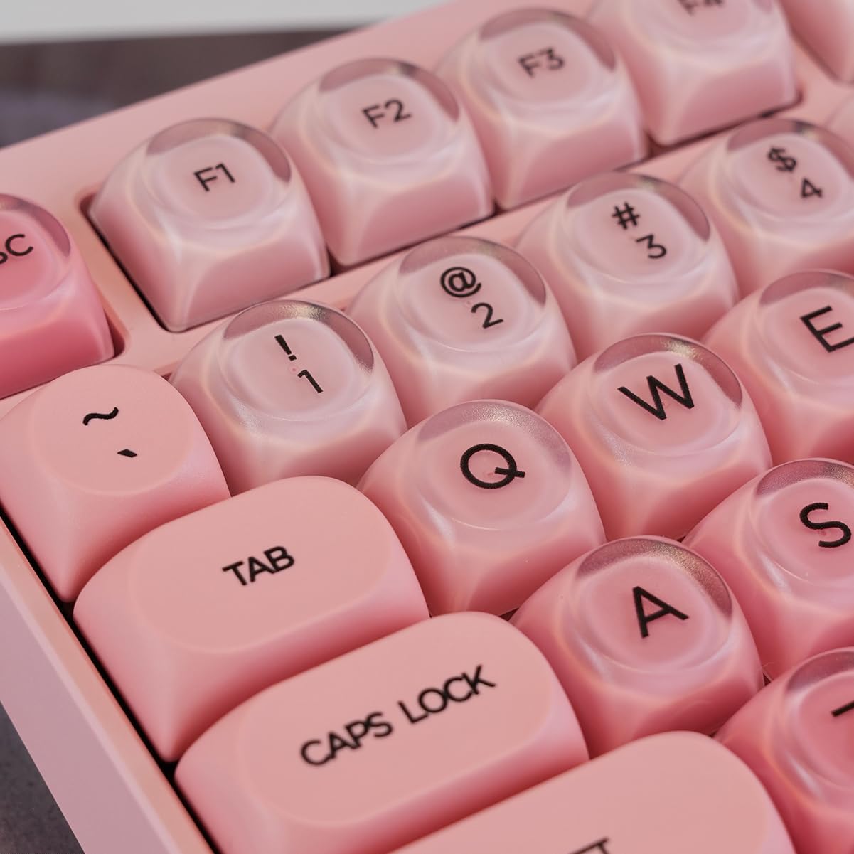Sumgsn 132 Keys PBT Jelly Keycaps MOA Profile Sakura Pink Foundation Keycaps Comaptible with Wooting Keyboard 61/64/87/104/108 Cherry Mx Switches Mechanical Keyboards