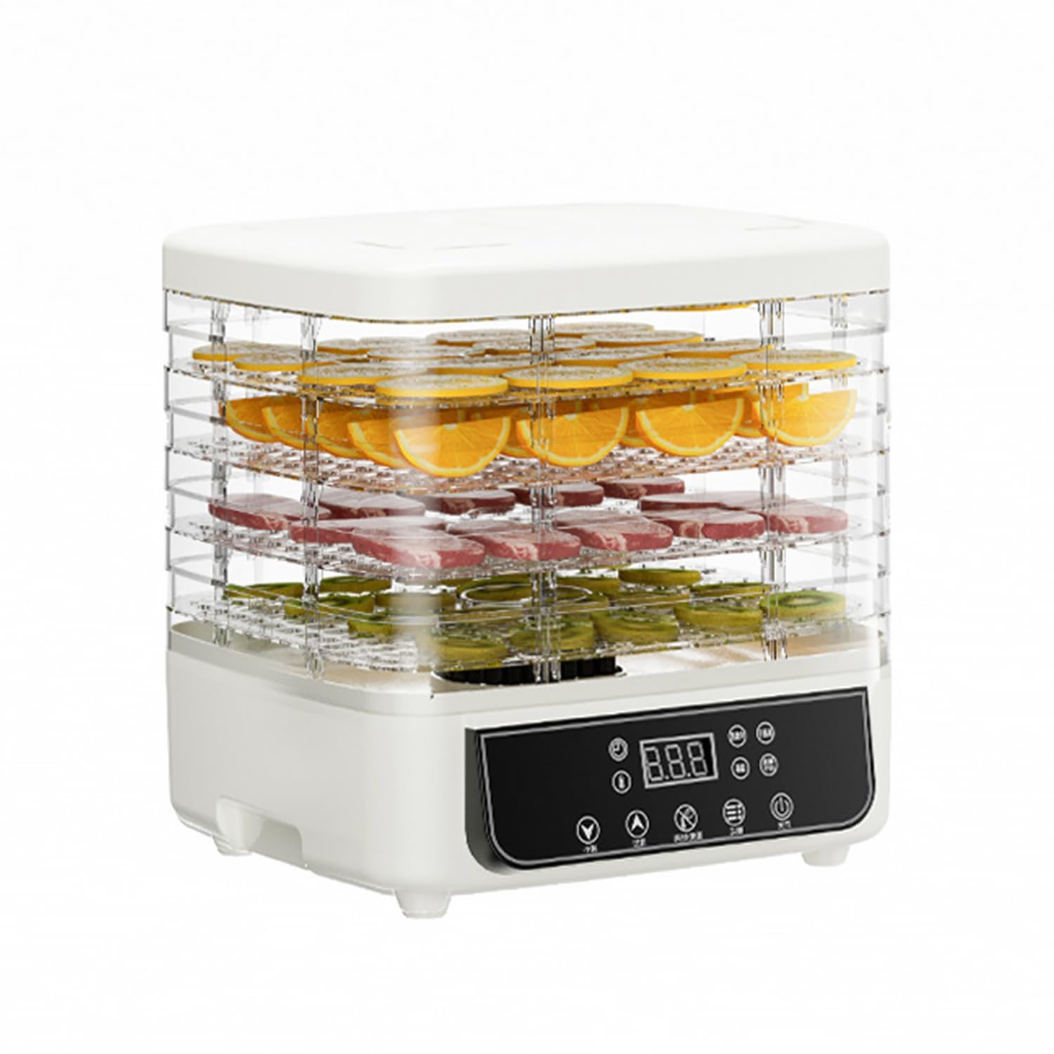 Déshydrateur automatique avec 5 compartiments, 160 W, 35-70 °C, minuterie 72 h, déshydrateur en acier inoxydable pour viande, fruits, légumes, aliments, champignons, fruits, déshydrateur