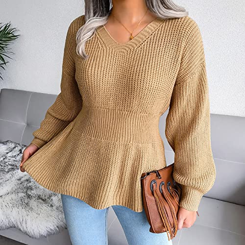 Jersey de punto para mujer invierno manga larga elegante y cálido 2