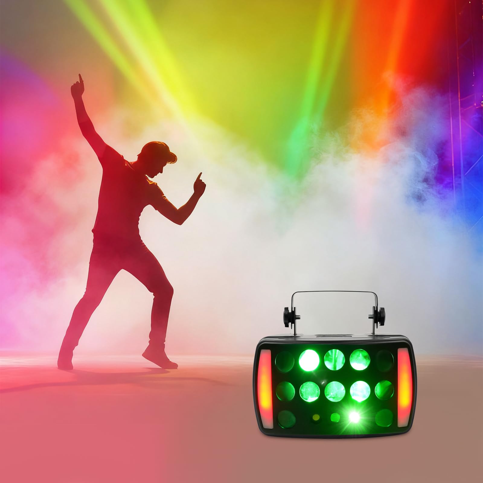 7 colores RGB luz de escenario, luz de discoteca, luz LED con RGB y láser