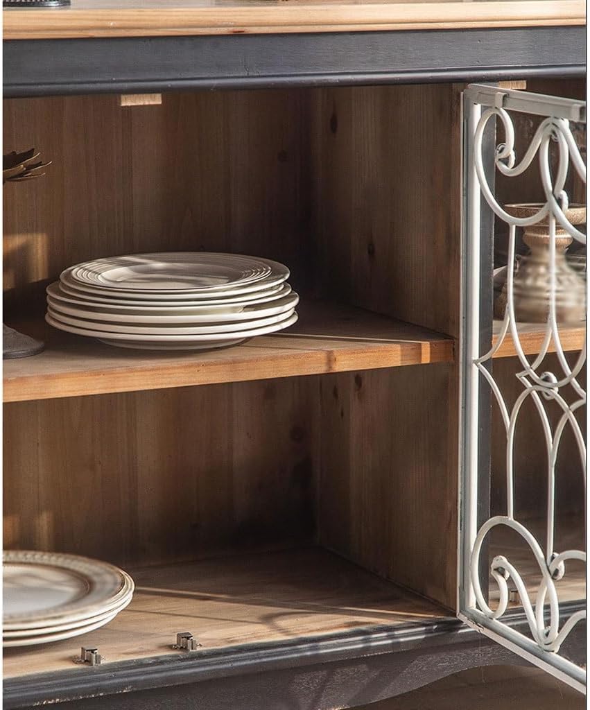 ビュッフェキャビネット レトロスタイル 収納キャビネット ブラック クリエイティブ リビングルーム ダイニングルーム 家具 サイドボ