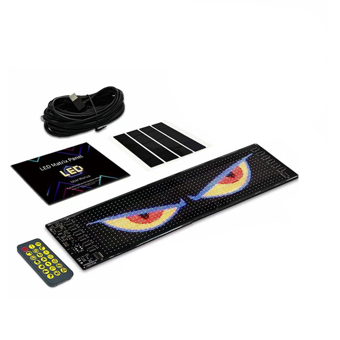 Programmable LED Sign、Scrolling Huge Bright Advertising LED Sign、Bluetooth App Control LED Car Sign、Waterproof Foldable USB 5V LED Custom Sign、Suitable for car bar party festivals (14.6"x3.6")