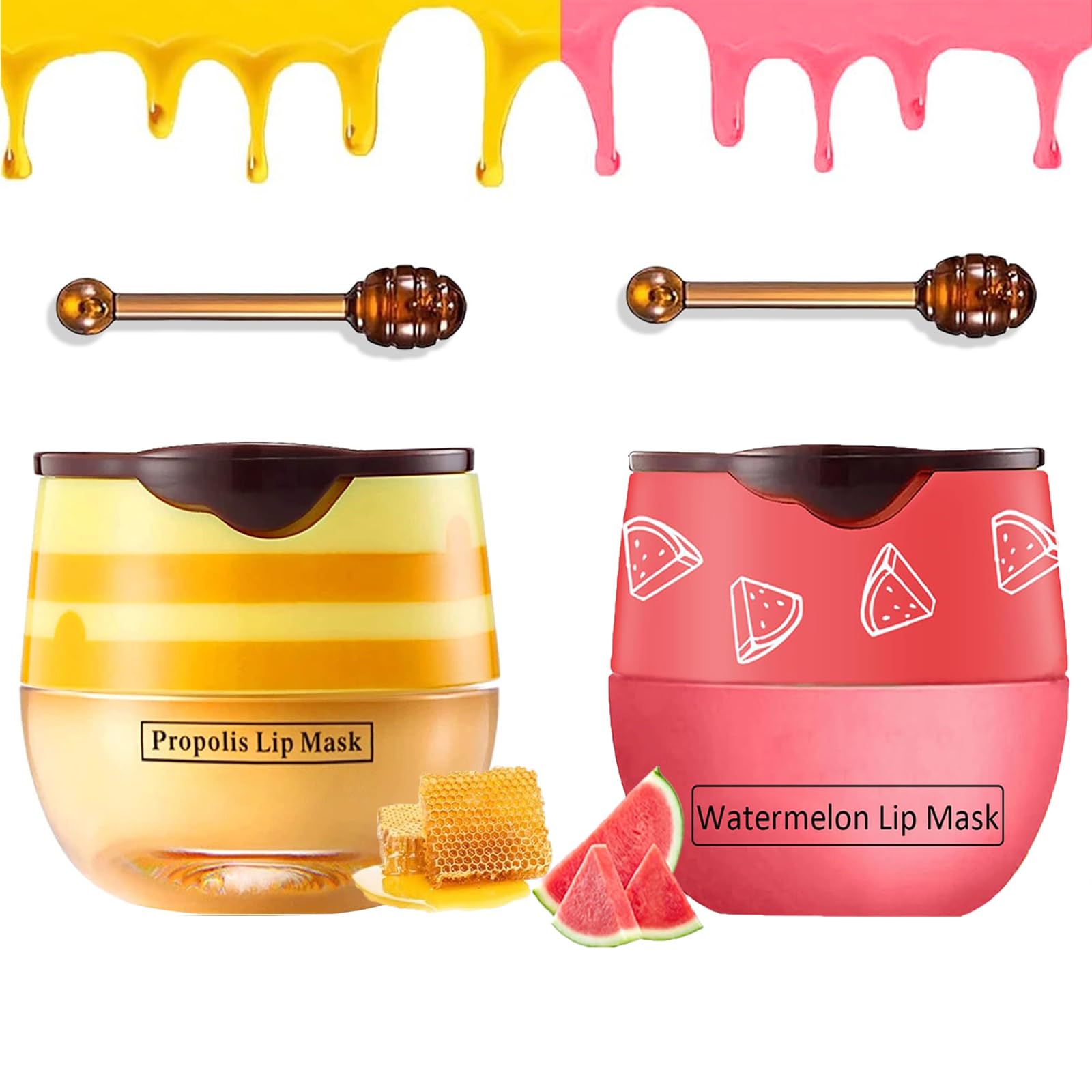 TITIMORE 2Pcs Bee Lip Balm Honey Pot,Bee Lip Mask Honey Lip Balm Uk,Propolis Moisturizing Lip Sleeping Mask Stocking Stuffers for Women,Hydrating Prevention Dry and Cracked Lip