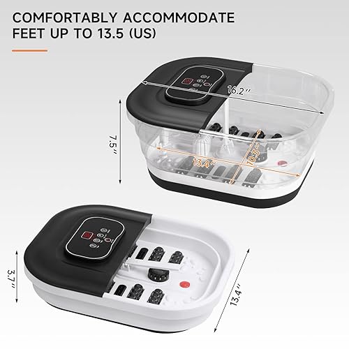 Miniatura 5 de Masajeador de pies plegable para pedicura, baño de pies con burbujas de calor y masaje y chorros, remojo de pies con calefacción de 95  a 118  con 8