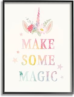 Stupell Industries Make Some Magic Unicorn Horn Flower Blossoms Framed Wall Art, Design By Victoria Barnes