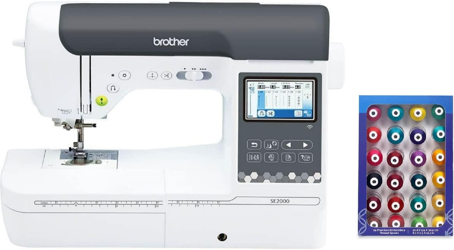 Brother SE2000 Computerized Sewing and Embroidery Machine, Plus 24 Spools of Jewel Toned Thread