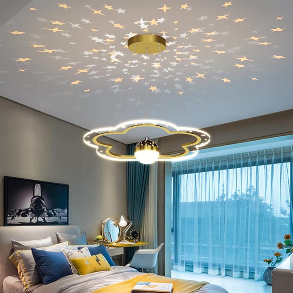 Lampadario a LED con Cielo Stellato e Design Floreale, Ideale per la cameretta dei Bambini, con Telecomando dimmerabile, Perfetto per Sala da Pranzo, Camera da Letto, Tavolo da Pra