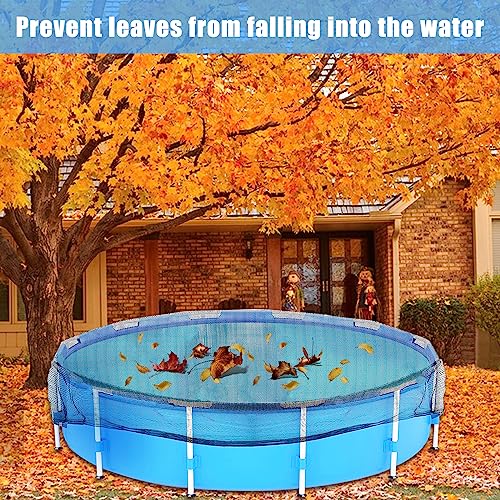 19.7 Feet Round Leaf Net Cover for Above Ground Pool, Winter Cover Mesh Cover with 12 Pcs Large Metal Clips,Pool Safety Net Fits 18FT Above Ground Pools, Keeps Leaves Out of Your Pool (Black)