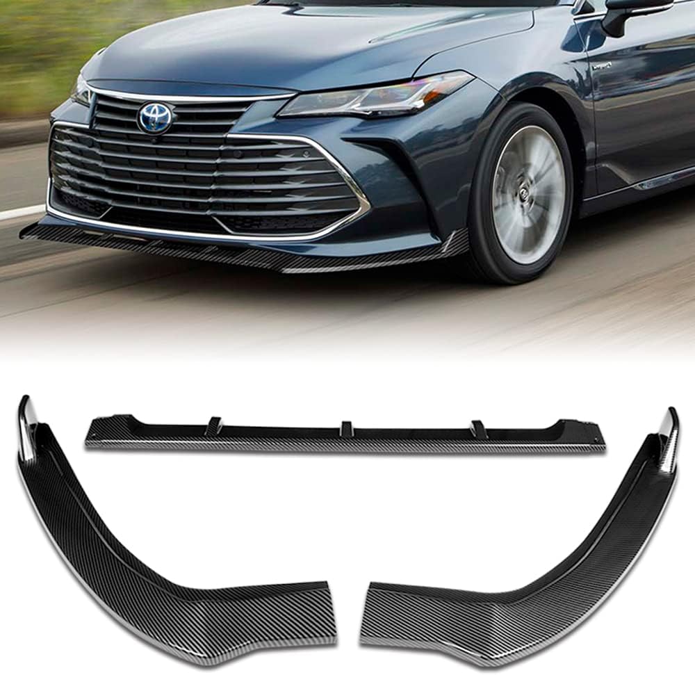 Front Bumper Lip fit for compatible with 2019-2021 Toyota Avalon, Front Bumper Lip Spoiler Air Chin Body Kit Splitter Painted Carbon Fiber ABS, 2020 (STP-Style)