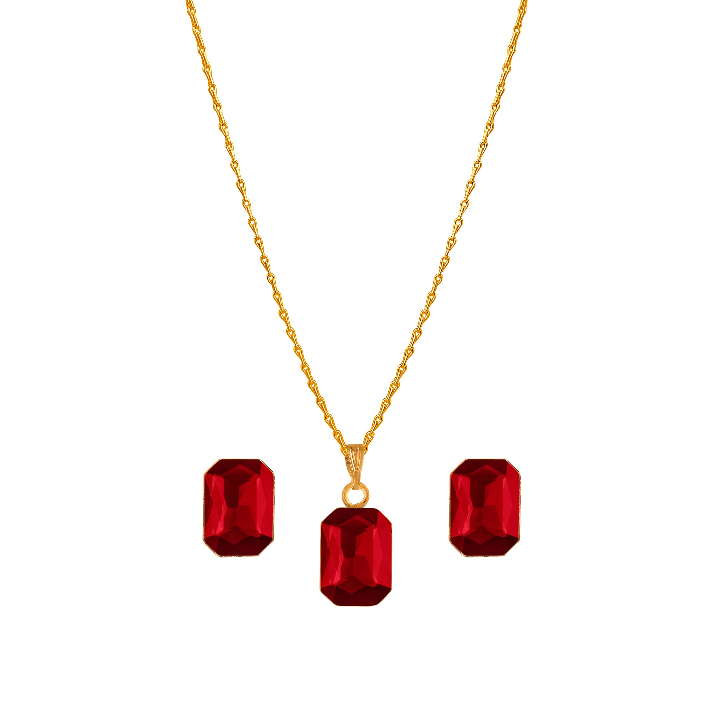 Pretty Stylish Crystal Pendant With Chain and Earrings Set for Women & Girls-image-43