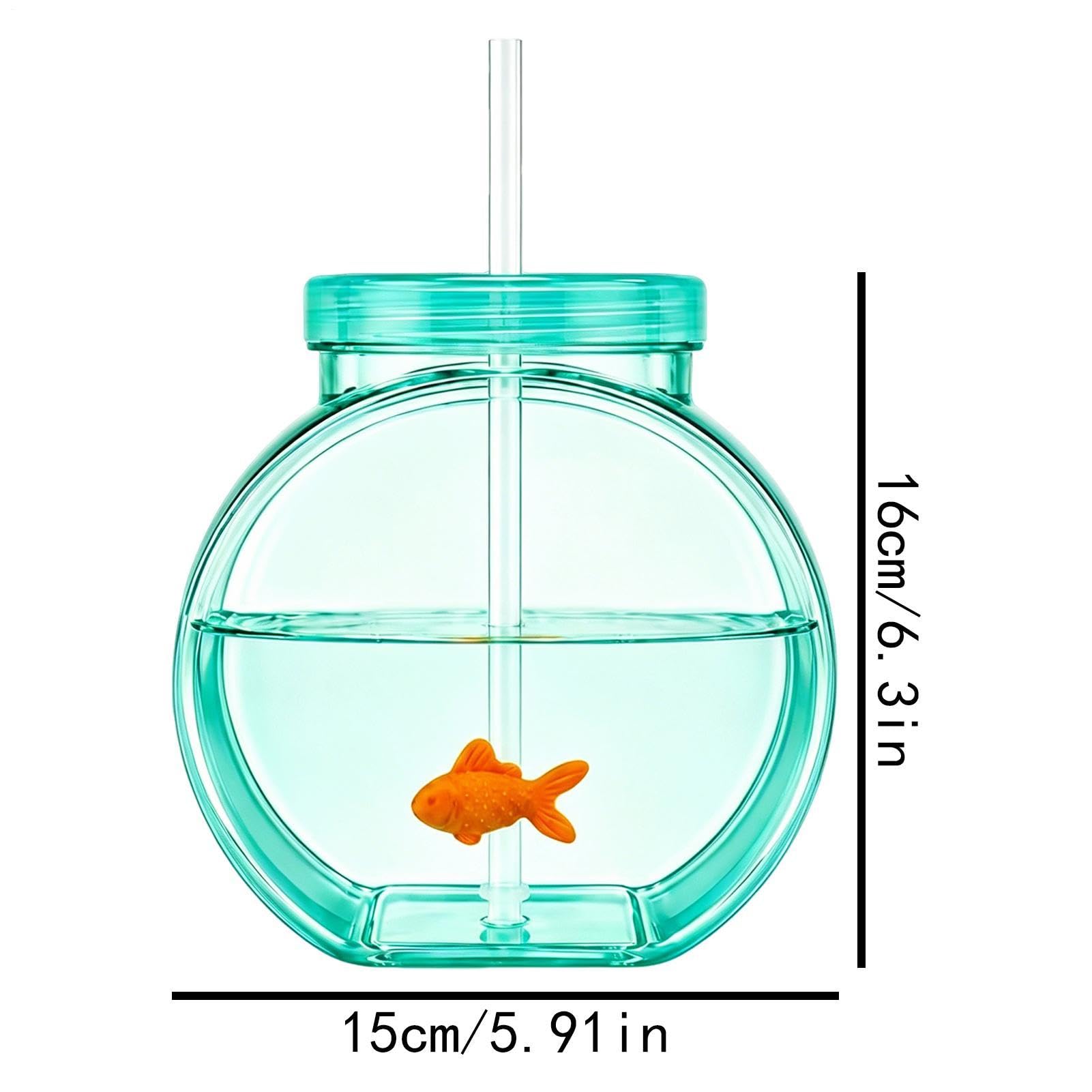 Bols à poisson pour boissons, portables et réutilisables avec paille et couvercle, pour cocktail, jus, soda, limonade, activités familiales, fêtes sur la plage, événements scolaires
